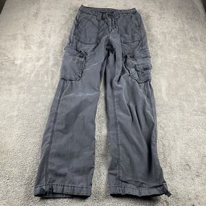 American Eagle Stretch Baggy Jogger Pants Womens 0 Black Gray Cargo Mid Rise